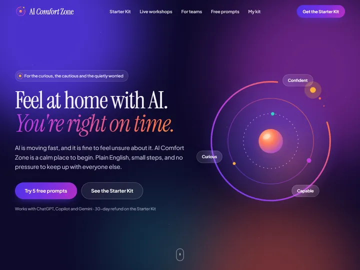 AI Comfort Zone homepage